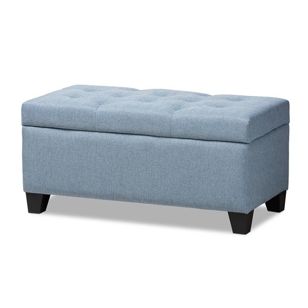 baxton studio Baxton Studio Michaela Modern and Contemporary Light Blue Fabric Upholstered Storage Ottoman