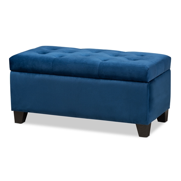 baxton studio Baxton Studio Michaela Modern and Contemporary Navy Blue Velvet Fabric Upholstered Storage Ottoman