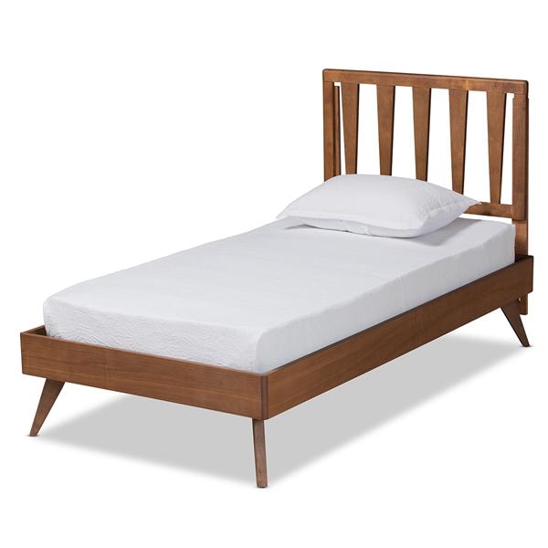 baxton studio Baxton Studio Michi Modern and Contemporary Ash Walnut Finished Wood Twin Size Bed