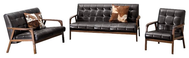 baxton studio Baxton Studio Mid-Century Masterpieces 3PC Sofa Set-Brown