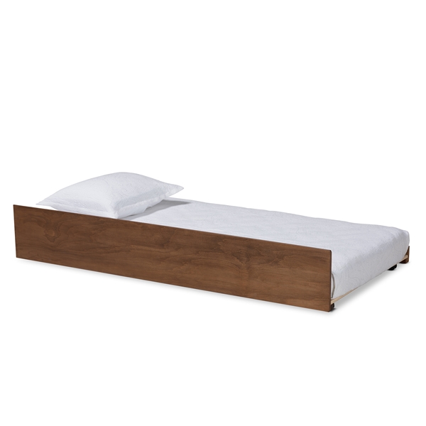 baxton studio Baxton Studio Midori Modern and Contemporary Transitional Walnut Brown Finished Wood Twin Size Trundle Bed
