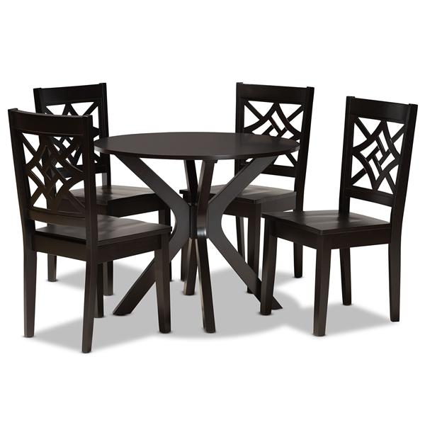 baxton studio Baxton Studio Miela Modern and Contemporary Dark Brown Finished Wood 5-Piece Dining Set