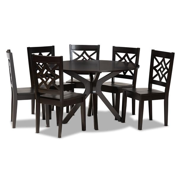 baxton studio Baxton Studio Miela Modern and Contemporary Dark Brown Finished Wood 7-Piece Dining Set