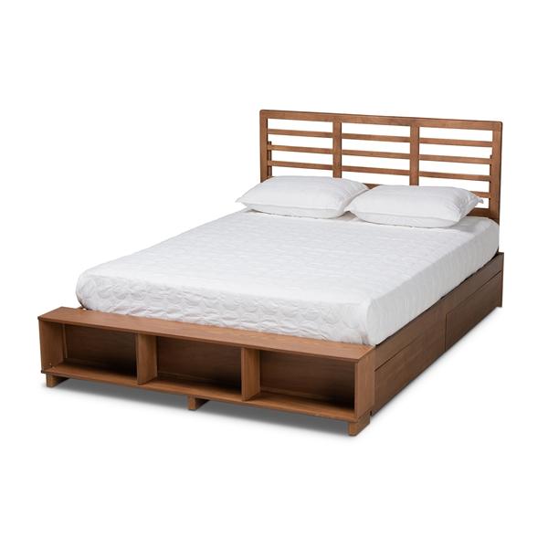 baxton studio Baxton Studio Milana Modern Transitional Ash Walnut Brown Finished Wood 4-Drawer King Size Platform Storage Bed