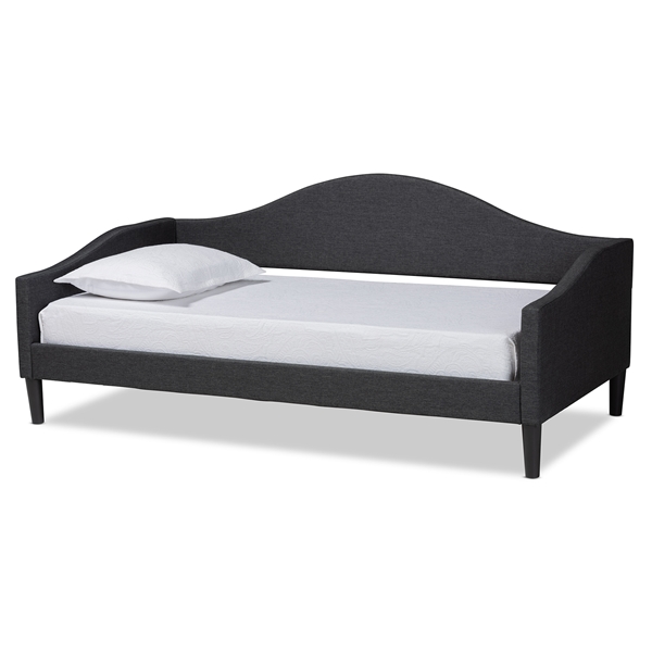 baxton studio Baxton Studio Milligan Modern and Contemporary Charcoal Fabric Upholstered and Dark Brown Finished Wood Twin Size Daybed