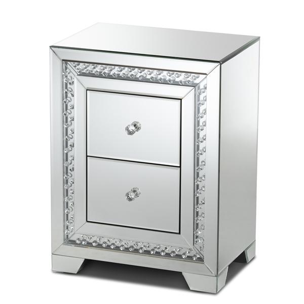 baxton studio Baxton Studio Mina Modern and Contemporary Hollywood Regency Glamour Style Mirrored 2-Drawer End Table End Table
