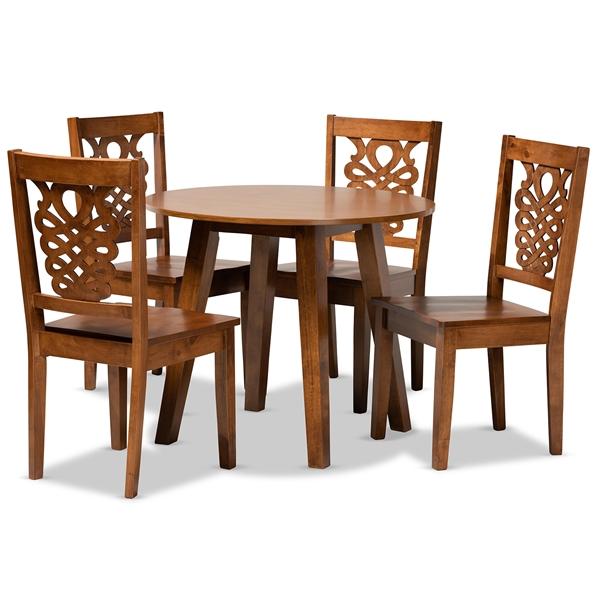 baxton studio Baxton Studio Mina Modern and Contemporary Transitional Walnut Brown Finished Wood 5-Piece Dining Set
