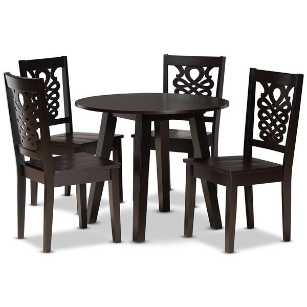 baxton studio Baxton Studio Mina Modern and Contemporary Transitional Dark Brown Finished Wood 5-Piece Dining Set