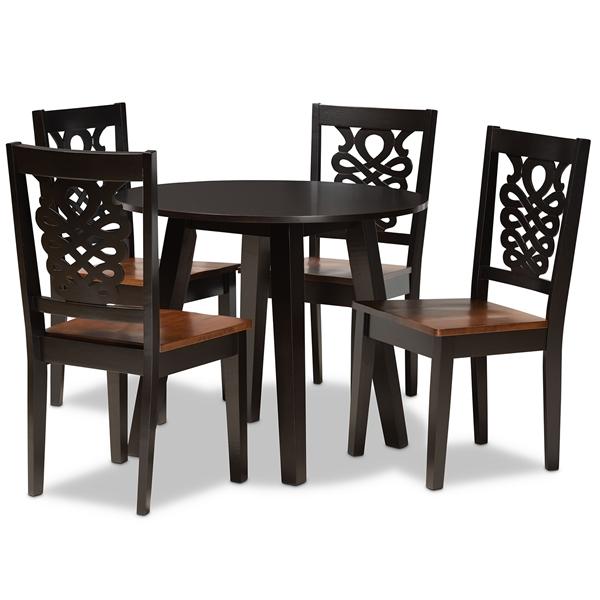baxton studio Baxton Studio Mina Modern and Contemporary Transitional Two-Tone Dark Brown and Walnut Brown Finished Wood 5-Piece Dining Set
