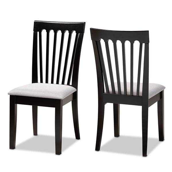 baxton studio Baxton Studio Minette Modern and Contemporary Gray Fabric Upholstered and Espresso Brown Finished Wood 2-Piece Dining Chair Set