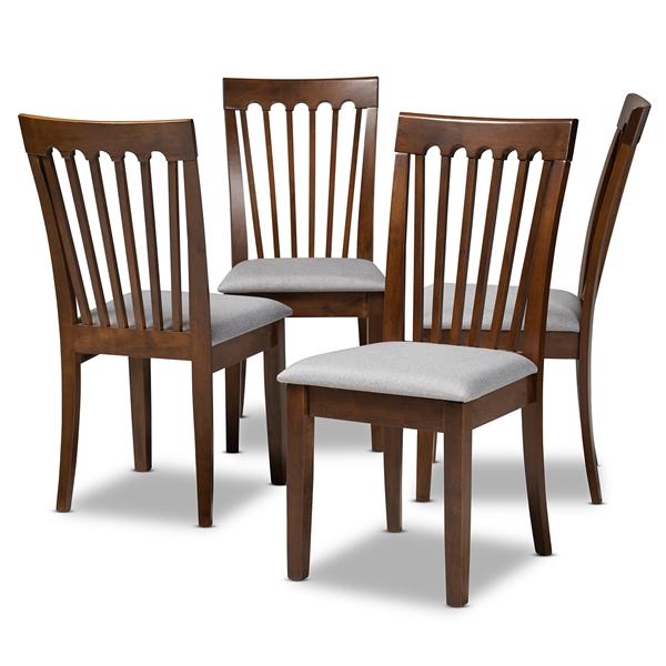 baxton studio Baxton Studio Minette Modern and Contemporary Grey Fabric Upholstered Walnut Brown Finished Wood Dining Chair
