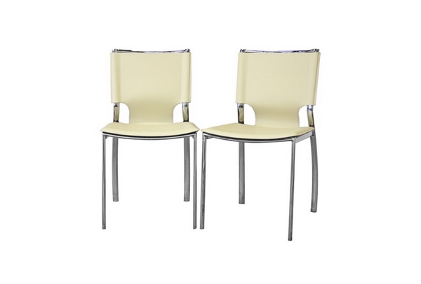 baxton studio Baxton Studio Montclare Ivory Leather Modern Dining Chair (Set of 2)