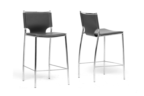 baxton studio Baxton Studio Montclare Modern and Contemporary Black Bonded Leather Upholstered 2-Piece Counter Stool Set
