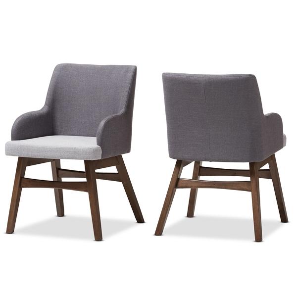 baxton studio Baxton Studio Monte Mid-Century Modern Two-Tone Grey Fabric Armchair (Set of 2)