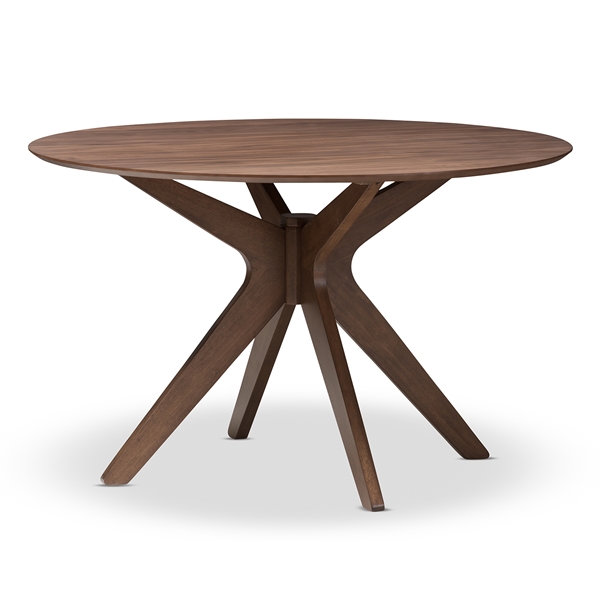 baxton studio Baxton Studio Monte Mid-Century Modern Walnut Wood 47-Inch Round Dining Table