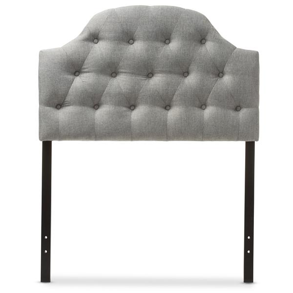 baxton studio Baxton Studio Morris Modern and Contemporary Grey Fabric Upholstered Button-Tufted Scalloped Twin Size Headboard