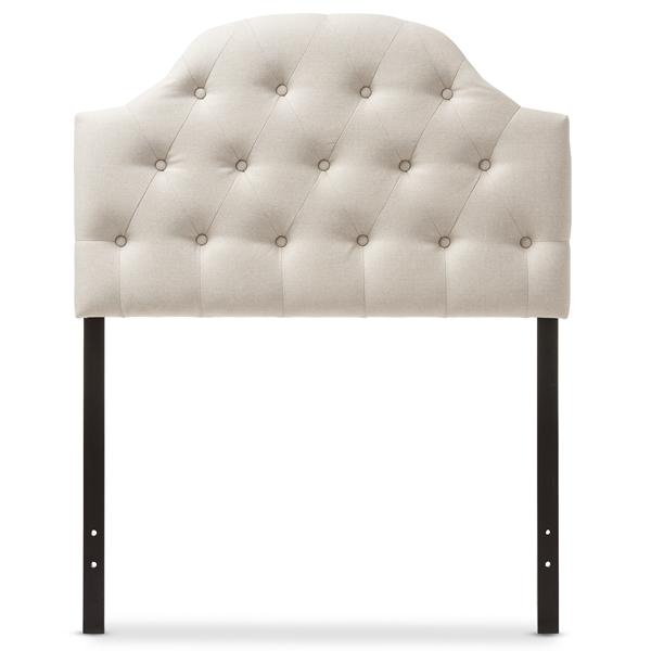 baxton studio Baxton Studio Morris Modern and Contemporary Light Beige Fabric Upholstered Button-Tufted Scalloped Twin Size Headboard