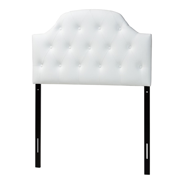 baxton studio Baxton Studio Morris Modern and Contemporary White Faux Leather Upholstered Button-Tufted Scalloped Twin Size Headboard