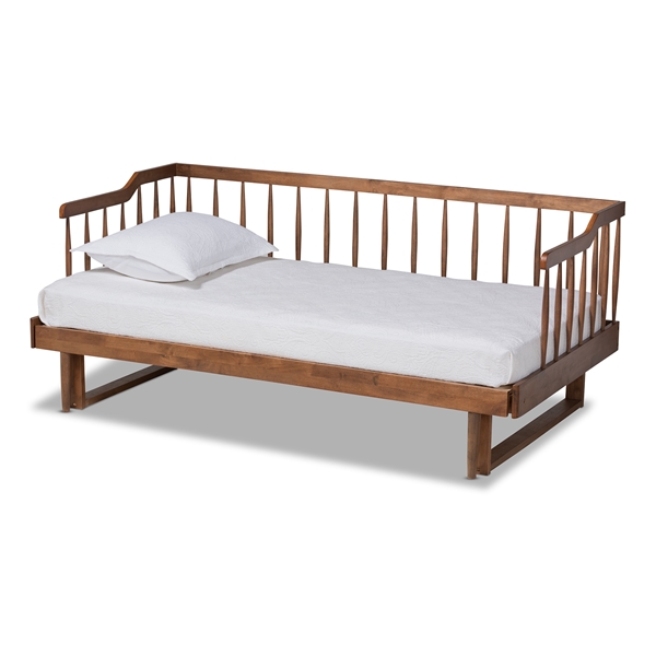 baxton studio Baxton Studio Muriel Modern and Transitional Walnut Brown Finished Wood Expandable Twin Size to King Size Spindle Daybed