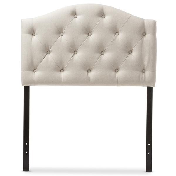 baxton studio Baxton Studio Myra Modern and Contemporary Light Beige Fabric Upholstered Button-Tufted Scalloped Twin Size Headboard