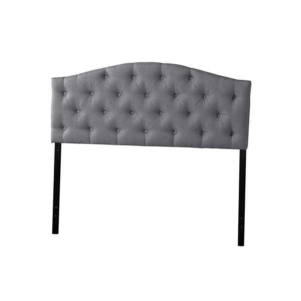 baxton studio Baxton Studio Myra Modern and Contemporary Queen Size Grey Fabric Upholstered Button-tufted Scalloped Headboard