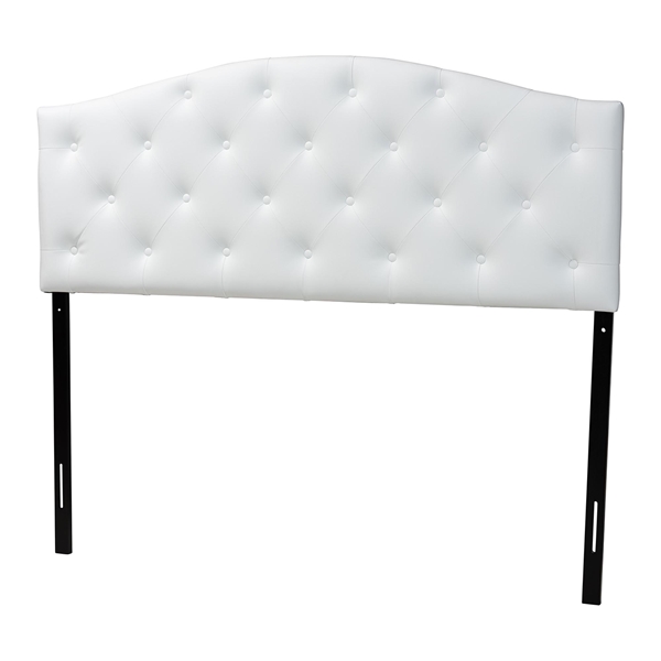 baxton studio Baxton Studio Myra Modern and Contemporary Queen Size White Faux Leather Upholstered Button-tufted Scalloped Headboard
