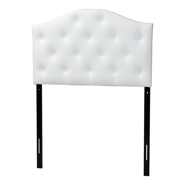 baxton studio Baxton Studio Myra Modern and Contemporary White Faux Leather Upholstered Button-Tufted Scalloped Twin Size Headboard