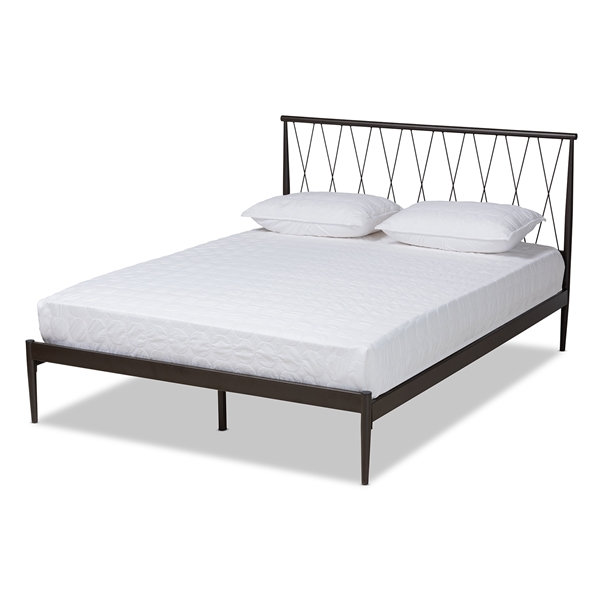 baxton studio Baxton Studio Nano Modern and Contemporary Black Bronze Finished Metal Queen Size Platform Bed