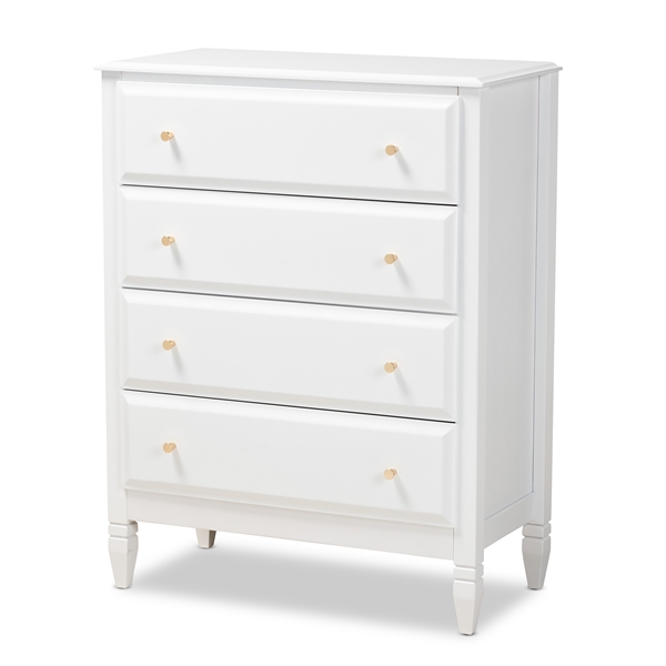baxton studio Baxton Studio Naomi Classic and Transitional White Finished Wood 4-Drawer Bedroom Chest