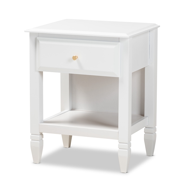 baxton studio Baxton Studio Naomi Classic and Transitional White Finished Wood 1-Drawer Bedroom Nightstand