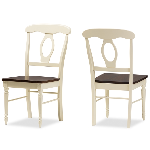 baxton studio Baxton Studio Napoleon French Country Cottage Buttermilk and "Cherry" Brown Finishing Wood Dining Chair