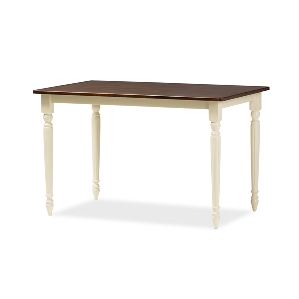 baxton studio Baxton Studio Napoleon French Country Cottage Buttermilk and "Cherry" Brown Finishing Wood Dining Table