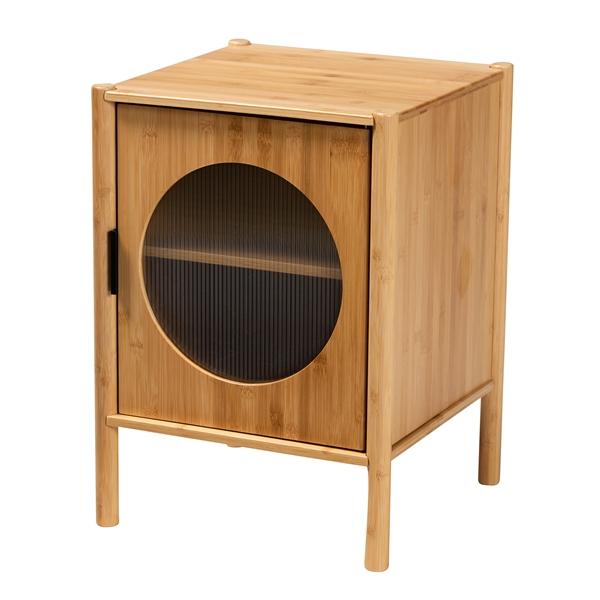 baxton studio Baxton Studio Naresh Mid-Century Modern Transitional Natural Brown Bamboo Wood 1-Door End Table