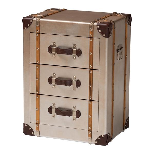 baxton studio Baxton Studio Naylor Vintage Matte Bronze 3-Drawer Cabinet