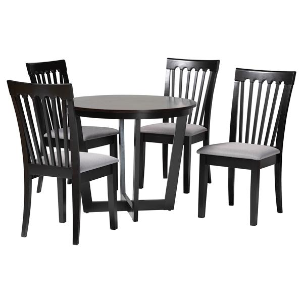 baxton studio Baxton Studio Nellie Modern Grey Fabric and Dark Brown Wood 5-Piece Dining Set