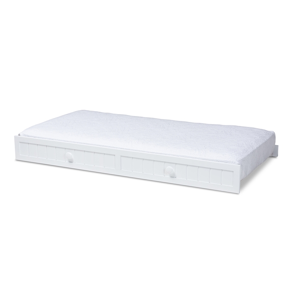 baxton studio Baxton Studio Neves Cottage Farmhouse White Finished Wood Twin Size Trundle