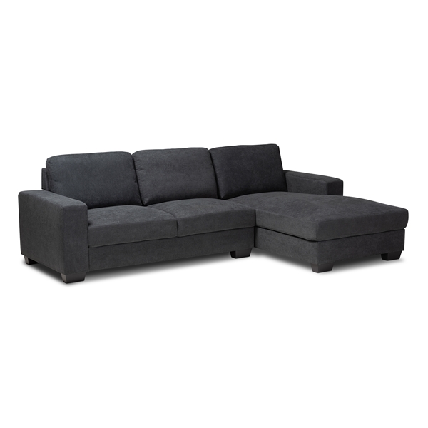 baxton studio Baxton Studio Nevin Modern and Contemporary Dark Grey Fabric Upholstered Sectional Sofa with Right Facing Chaise