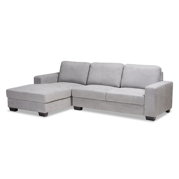 baxton studio Baxton Studio Nevin Modern and Contemporary Light Grey Fabric Upholstered Sectional Sofa with Left Facing Chaise