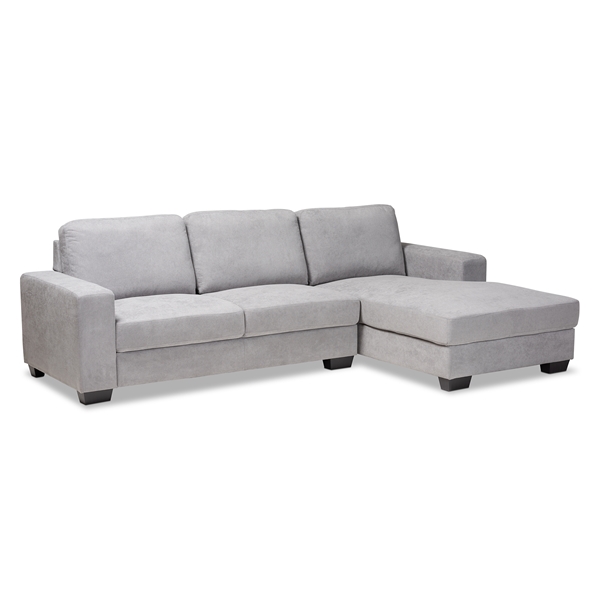 baxton studio Baxton Studio Nevin Modern and Contemporary Light Grey Fabric Upholstered Sectional Sofa with Right Facing Chaise