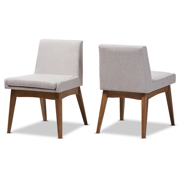 baxton studio Baxton Studio Nexus Mid-Century Modern Walnut Wood Finishing Greyish Beige Fabric Dining Side Chair