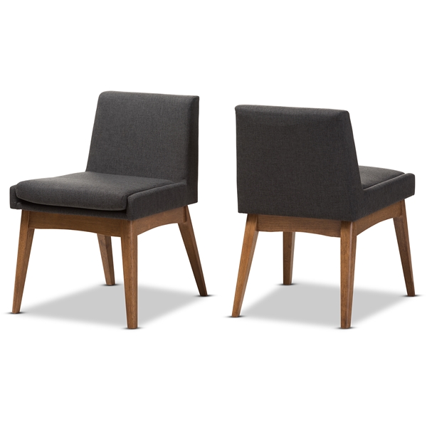 baxton studio Baxton Studio Nexus Mid-Century Modern Walnut Wood Finishing Dark Fabric Dining Side Chair