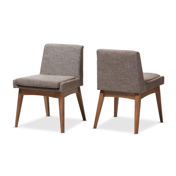 baxton studio Baxton Studio Nexus Mid-Century Modern Walnut Wood Finishing and Gravel Fabric Upholstered Dining Side Chair (Set of 2)