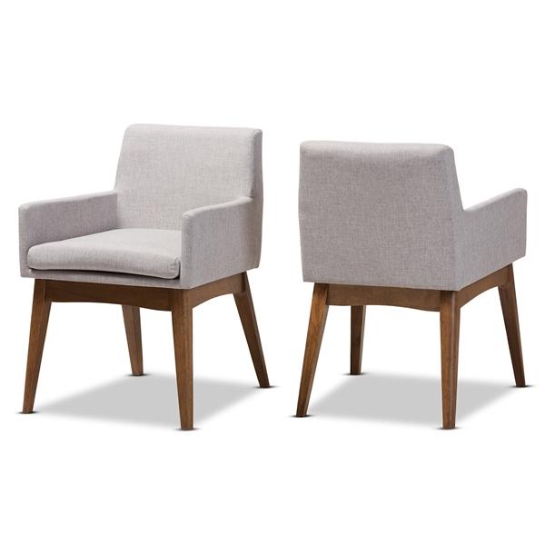 baxton studio Baxton Studio Nexus Mid-Century Modern Walnut Wood Finishing Greyish Beige Fabric Dining Armchair
