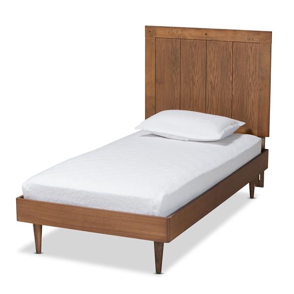 baxton studio Baxton Studio Nicola Mid-Century Modern Transitional Ash Walnut Finished Wood Twin Size Platform Bed