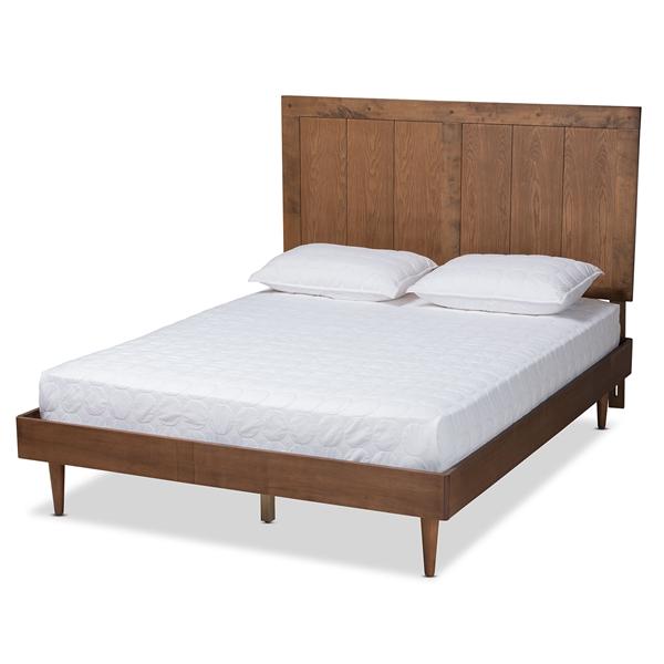 baxton studio Baxton Studio Nicola Mid-Century Modern Transitional Ash Walnut Finished Wood King Size Platform Bed