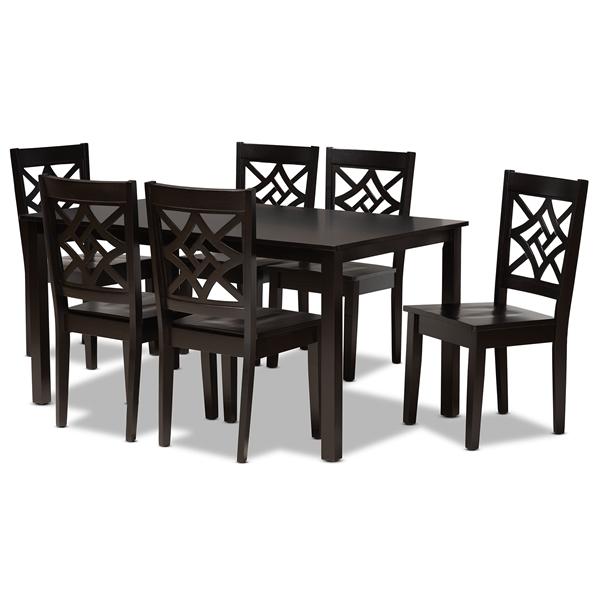 baxton studio Baxton Studio Nicolette Modern and Contemporary Dark Brown Finished Wood 7-Piece Dining Set