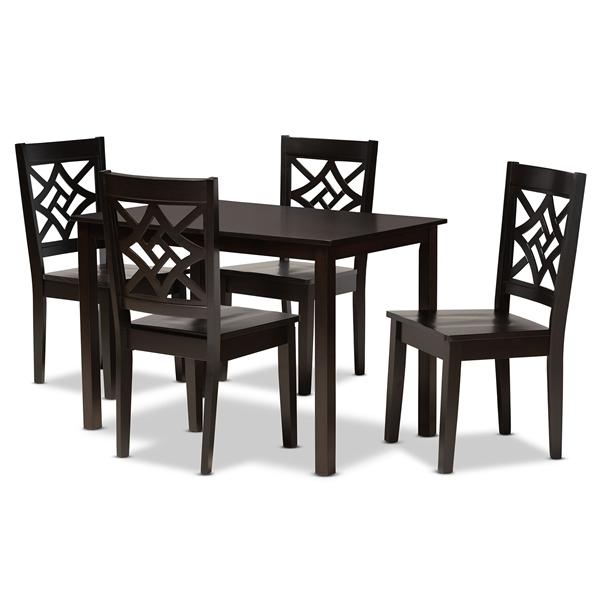 baxton studio Baxton Studio Nicolette Modern and Contemporary Dark Brown Finished Wood 5-Piece Dining Set