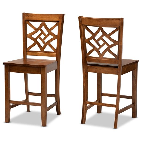 baxton studio Baxton Studio Nicolette Modern and Contemporary Transitional Walnut Brown Finished Wood 2-Piece Counter Stool Set