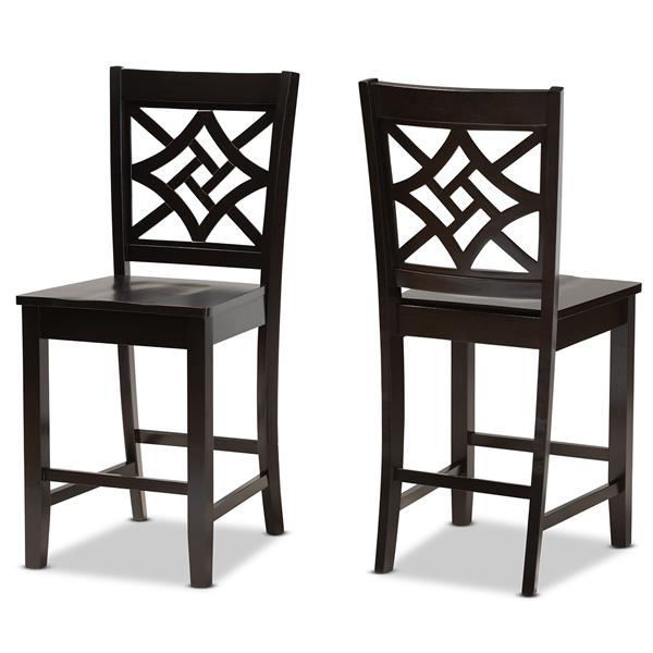 baxton studio Baxton Studio Nicolette Modern and Contemporary Transitional Dark Brown Finished Wood 2-Piece Counter Stool Set