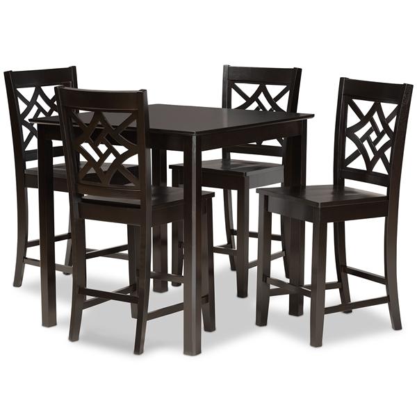 baxton studio Baxton Studio Nicolette Modern and Contemporary Transitional Dark Brown Finished Wood 5-Piece Pub Set